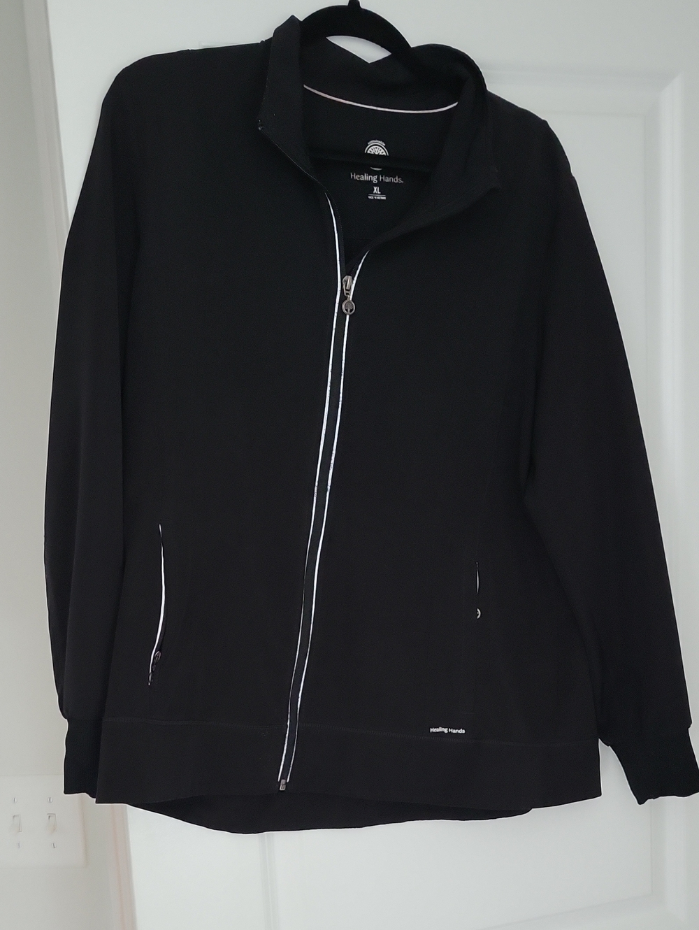 healing hands Black Scrub Jacket with Contrast Reflective Piping